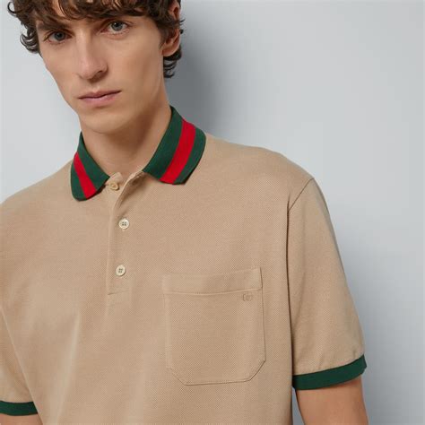 cotton piquet polo with web collar